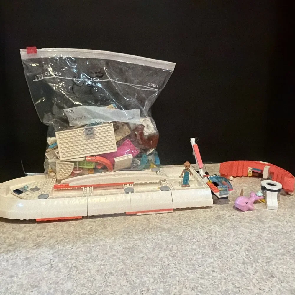 LEGO Friends 41381 Rescue Mission Boat Partial Set w/ Narwhal Loose Parts Lot